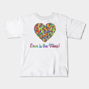 Love is the vibes! Colorful Puzzle Heart Kids T-Shirt